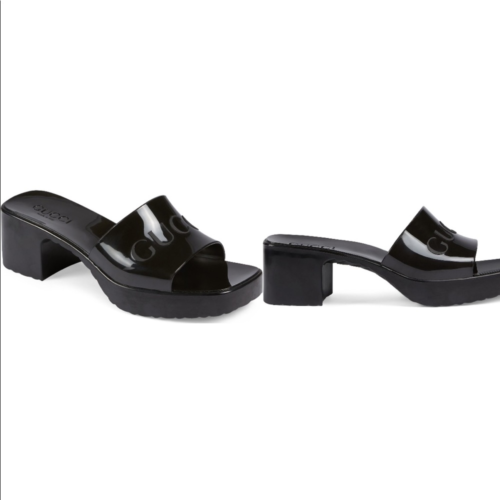 Gucci Rubber Logo Platform Slide Sandal